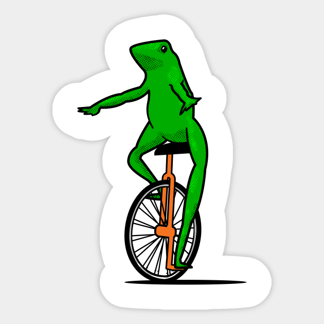 Dat Boi Unicycle Frog T-Shirt Sticker by dumbshirts